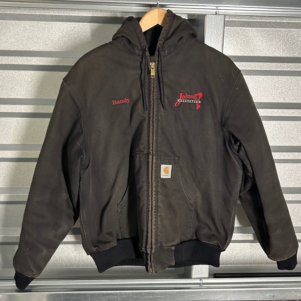 Carhartt Active Jacket Mens Brown Duck Canvas Hooded Workwear